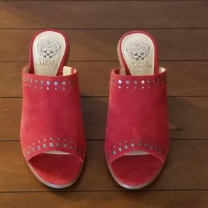 Vince Camuto Suede Mules Red